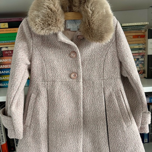 Edgehill Collection Pink / Taupe Pea Coat with Faux Fur Collar - Picture 1 of 6